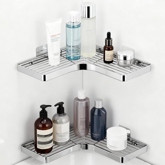 550x550-25037.jpg Unyqoos® Set van twee roestvrijstalen hoekrekken voor de douche zonder boren