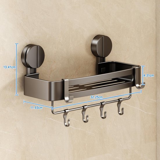 550x550-25139.jpg Unyqoos® Wandgemonteerde doucheplank met zuignap en handdoekhouder zonder boren