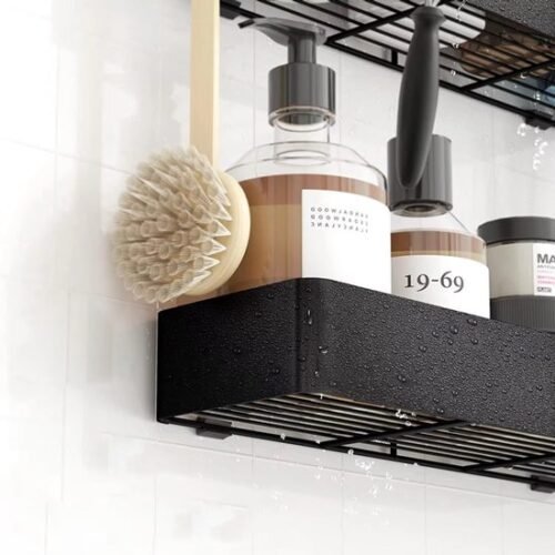 550x550-25172.jpg Unyqoos® Tweedelig zwart douche- en keukenrek zonder boren met haken