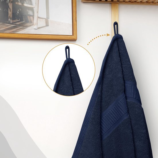 550x550-25203.jpg Unyqoos® Extra Grote Luxe Saunahanddoeken Set van 2 voor Optimaal Comfort en Absorptie in Marineblauw