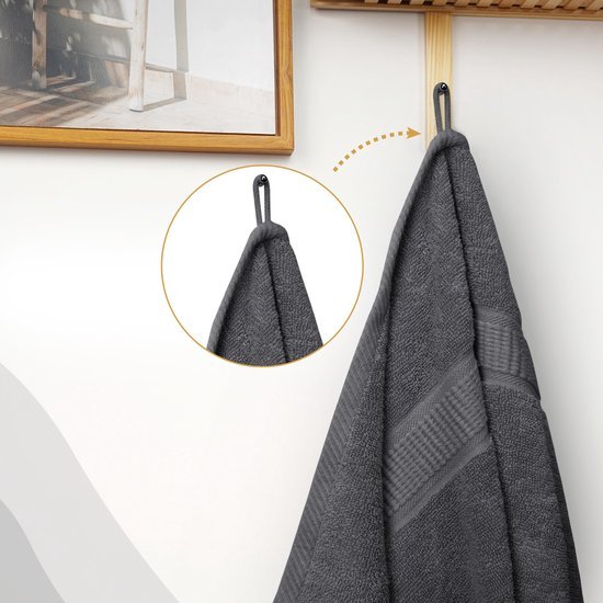 Unyqoos® Set van Luxe Grote Saunahanddoeken van 100% Katoen met Ophanglus - Extra Absorberend en Zacht, Grijs