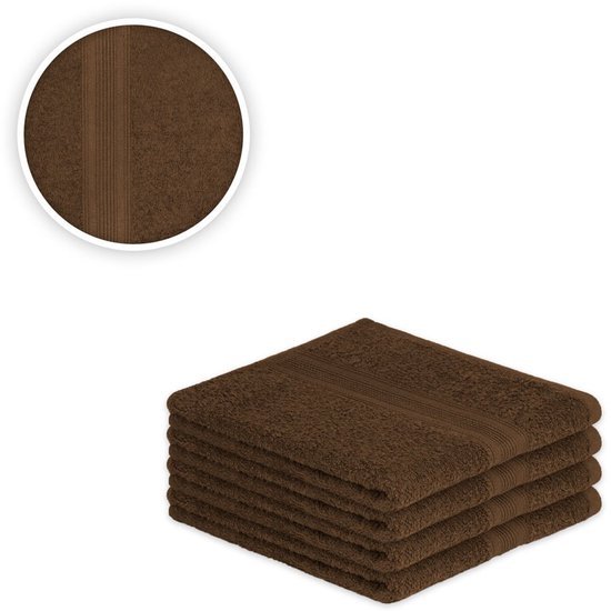 Unyqoos® Set van Luxe Chocoladebruine Handdoeken voor Badkamer en Sauna, 4 Stuks, 50 x 100 cm