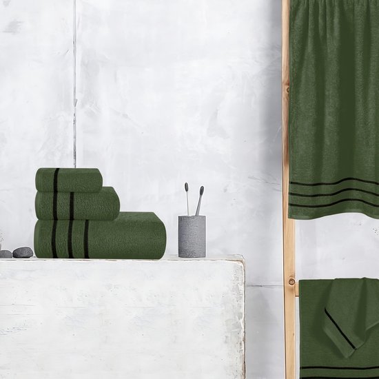 Unyqoos® Verwen Jezelf Met Deze Luxe Olijfgroene Handdoekenset van 100% Katoen voor Ultiem Comfort