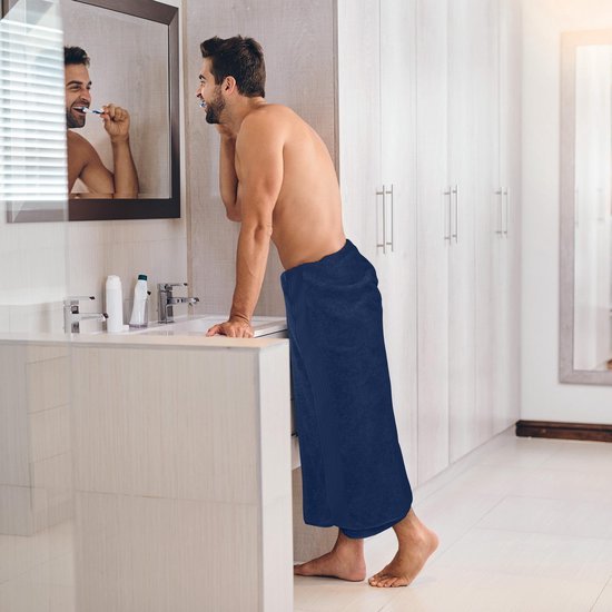 Unyqoos® Ultrazachte en Absorberende Luxe Badhanddoeken Set van 2 met Praktische Ophanghaakjes, 90 x 180 cm, Marineblauw