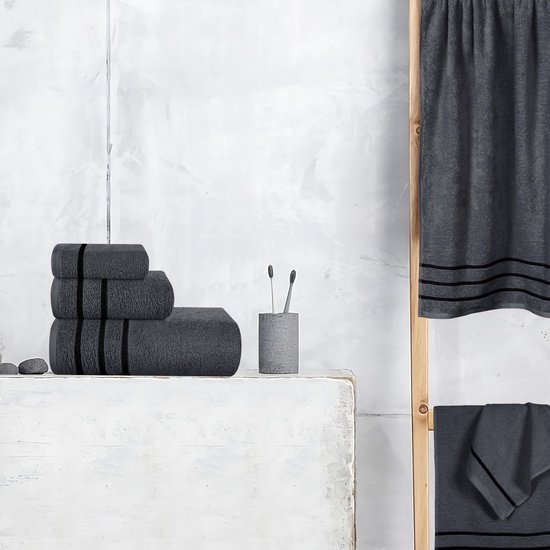 Unyqoos® Zachte en Luxe Handdoekenset van Hoogwaardig Katoen voor Optimaal Comfort in Houtskoolgrijs