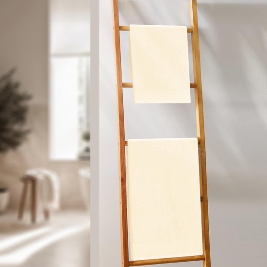 Unyqoos® Zeer Zachte Ivoorkleurige Katoenen Handdoekenset voor Luxe Badervaringen, Set van 4