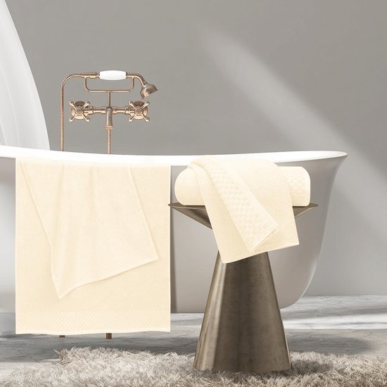 Unyqoos® Zeer Zachte Ivoorkleurige Katoenen Handdoekenset voor Luxe Badervaringen, Set van 4