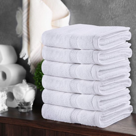 Unyqoos® Set van Luxe Handdoeken van Hoogwaardig Katoen voor Optimale Absorptie en Zachtheid, 6 Stuks, Wit