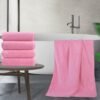 Unyqoos® Zachtroze Set van Vier Luxe Microvezel Handdoeken voor Sneldrogend Comfort en Zacht Huidgevoel