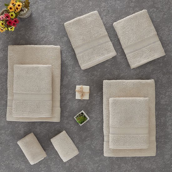 Unyqoos® Luxueuze 8-delige Handdoekenset in Crème voor Optimale Comfort en Absorptie