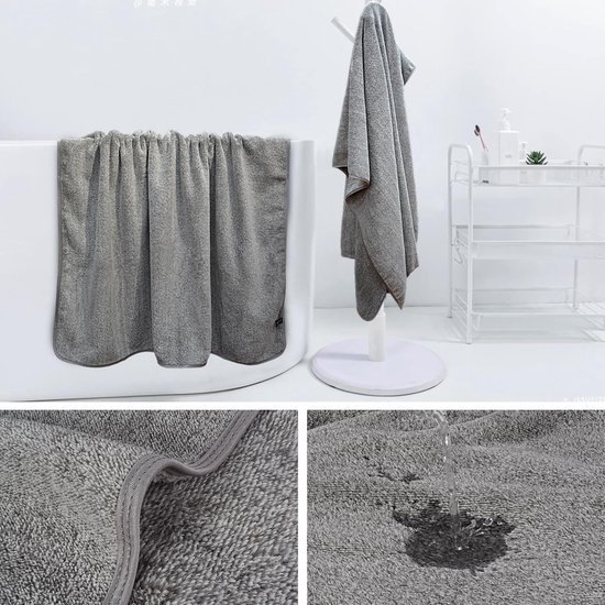 Unyqoos® Extra Grote Sneldrogende Microvezel Handdoek 100 cm x 200 cm Voor Douche en Sauna in Grijs