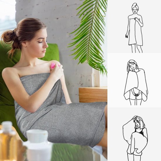 Unyqoos® Extra Grote Sneldrogende Microvezel Handdoek 100 cm x 200 cm Voor Douche en Sauna in Grijs