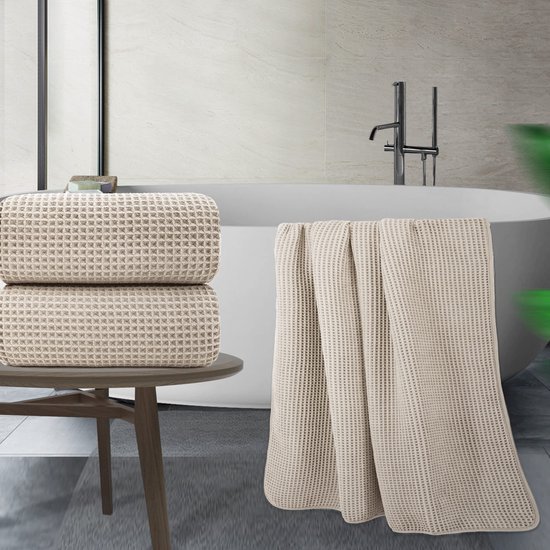 Unyqoos® Extra Grote Pluisvrije Microvezel Wafelstructuur Badhanddoeken voor Sneldrogend Comfort - Set van 2