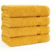 Unyqoos® Set van 4 Luxe Handdoeken, Zacht en Absorberend, 100% Katoen, Mosterd Geel, 50 x 100 cm