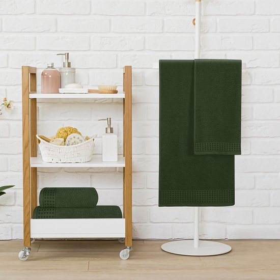 550x550-25933.jpg Unyqoos ® Verwen Jezelf Met Deze Luxe Olijfgroene Handdoekenset Van Zacht Katoen Voor Elke Dag