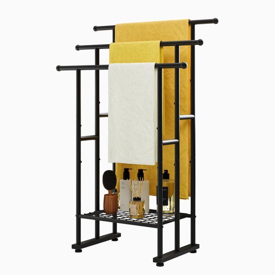 Unyqoos ® Stijlvolle Vrijstaande Handdoekhouder met 3 Sterke Stalen Stangen voor Badkamer en Keuken