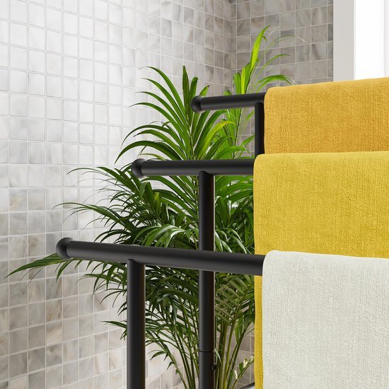 Unyqoos ® Stijlvolle Vrijstaande Handdoekhouder met 3 Sterke Stalen Stangen voor Badkamer en Keuken