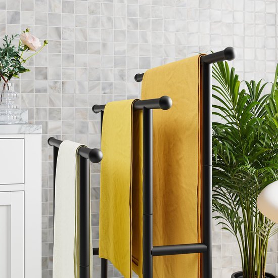 Unyqoos ® Stijlvolle Vrijstaande Handdoekhouder met 3 Sterke Stalen Stangen voor Badkamer en Keuken