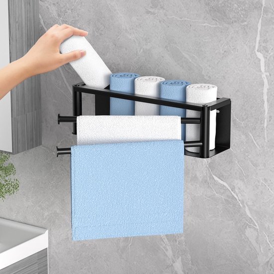 Unyqoos ® Stijlvolle Muurhanddoekhouder met Flexibele Installatie en Zwenkstangen voor Badkamer en Keuken