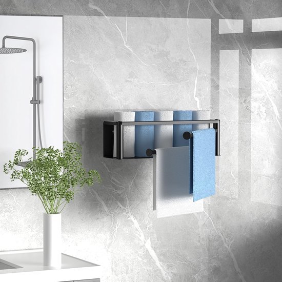 Unyqoos ® Stijlvolle Muurhanddoekhouder met Flexibele Installatie en Zwenkstangen voor Badkamer en Keuken
