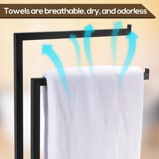 Unyqoos ® Stijlvolle Vrijstaande Handdoekhouder met Twee Stangen voor Elke Ruimte in Huis