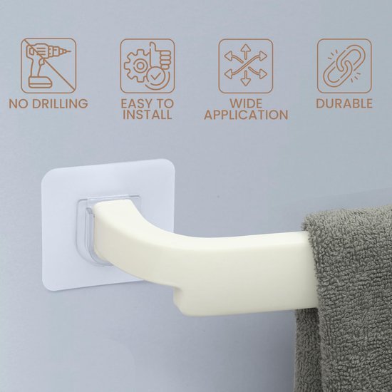 Unyqoos ® Universele Zelfklevende Handdoekhouderset voor Badkamer en Keuken, Zonder Boren