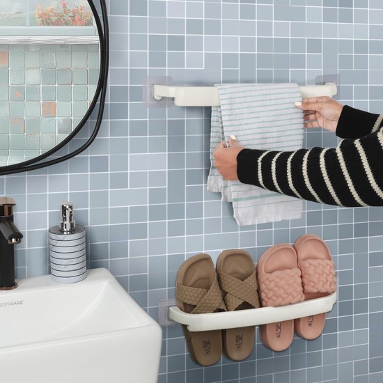 Unyqoos ® Universele Zelfklevende Handdoekhouderset voor Badkamer en Keuken, Zonder Boren