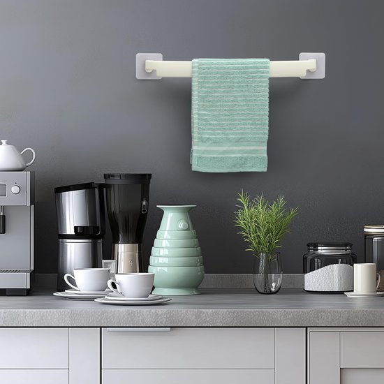 Unyqoos ® Universele Zelfklevende Handdoekhouderset voor Badkamer en Keuken, Zonder Boren