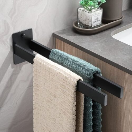 Unyqoos ® Stijlvolle en Ruimtebesparende Handdoekhouder met Dubbele Arm voor Badkamer en Keuken, 38 cm