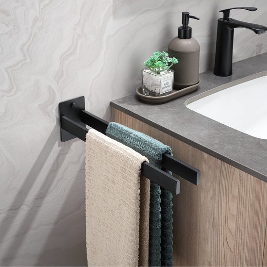 Unyqoos ® Stijlvolle en Ruimtebesparende Handdoekhouder met Dubbele Arm voor Badkamer en Keuken, 38 cm