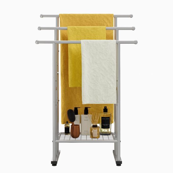 Unyqoos ® Stijlvolle Vrijstaande Handdoekhouder met Drie Robuuste Stangen voor Optimale Ruimtebenutting in Badkamer en Keuken