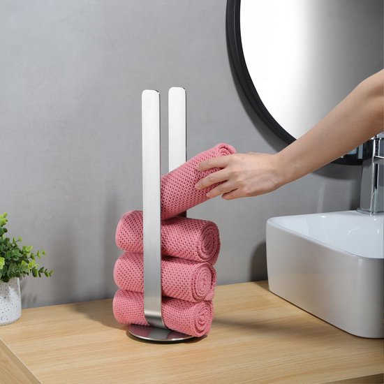 Unyqoos ® Vrijstaande Handdoekhouder van Roestvrij Staal voor Moderne Badkamerinrichting