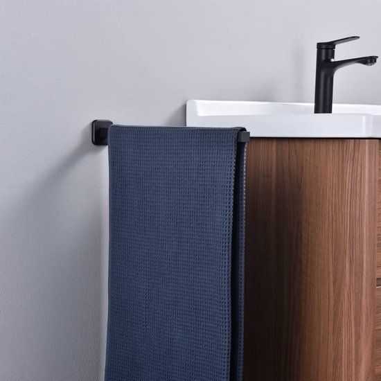 Unyqoos ® Stijlvolle Enkelsarmige Handdoekhouder voor Moderne Badkamers - Mat Zwart 40cm, Roestvrij Staal