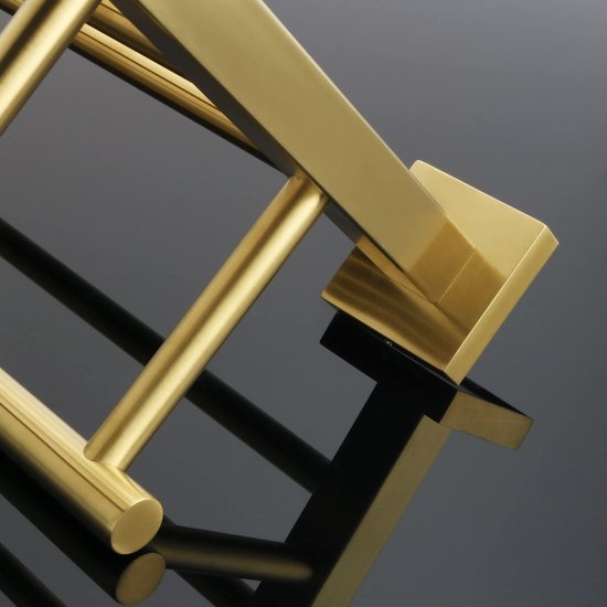 Unyqoos ® Dubbele Wandgemonteerde Handdoekhouder van Roestvrij Staal met Gouden Afwerking voor Badkamer en Keuken