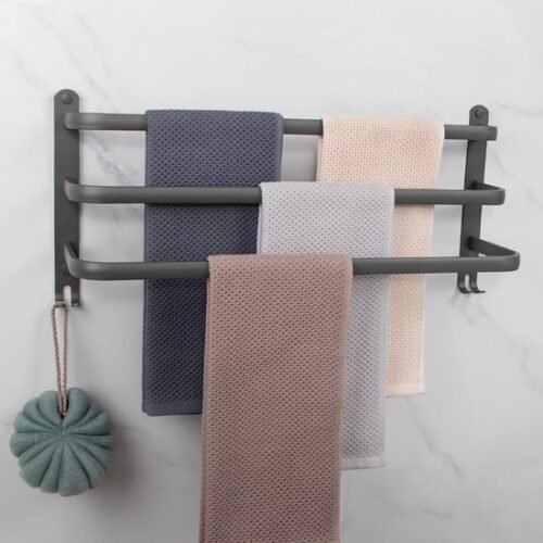 Unyqoos ® Stijlvolle en Functionele Wandhanddoekhouder met Dubbele Installatieopties en Drie Lagen