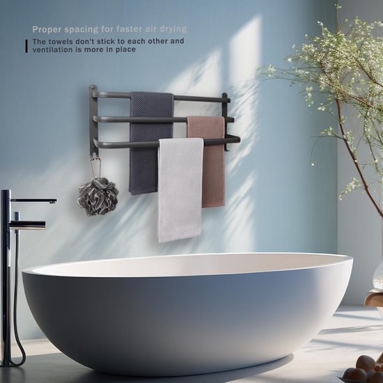 Unyqoos ® Stijlvolle en Functionele Wandhanddoekhouder met Dubbele Installatieopties en Drie Lagen