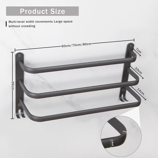 Unyqoos ® Stijlvolle en Functionele Wandhanddoekhouder met Dubbele Installatieopties en Drie Lagen