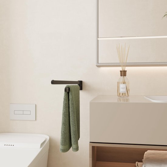 Unyqoos ® Elegant Zwart Wandgemonteerde Handdoekhouder met Dubbele Zwenkstangen van Roestvrij Staal