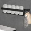 Unyqoos® Stijlvolle Zelfklevende Handdoekhouder Met Twee Haken Voor Badkamergebruik Zonder Boren In Zwart Design