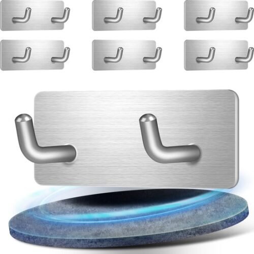 550x550-26226.jpg Unyqoos® Set van 6 zelfklevende roestvrijstalen handdoekhaken voor badkamer en keuken