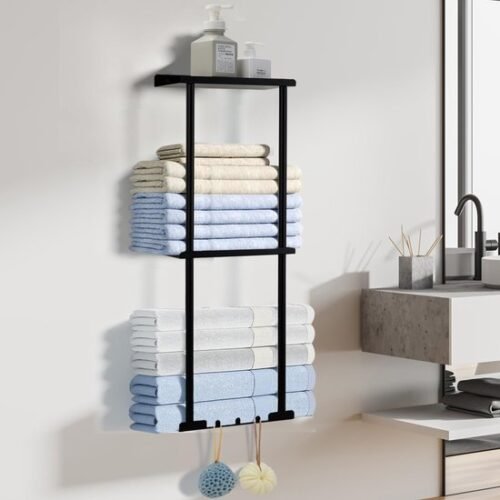 550x550-26229.jpg Unyqoos® Ruimtebesparende 3-laagse handdoekhouder voor badkamer met wandmontage zonder boren en extra haken