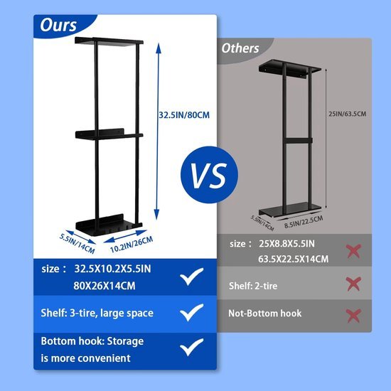 Unyqoos® Ruimtebesparende 3-laagse handdoekhouder voor badkamer met wandmontage zonder boren en extra haken