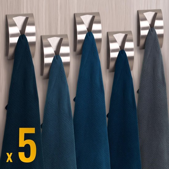 550x550-26248.jpg Unyqoos® Set van vijf zelfklevende roestvrijstalen haken voor badkamer en keuken