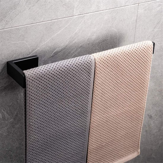 Unyqoos® Stijlvolle en Handdoekhouder van Roestvrij Staal voor Badkamer en Keuken, Zwart Mat, 35 cm
