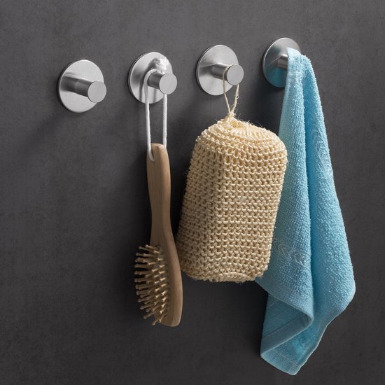 Unyqoos® Zelfklevende roestvrijstalen haken voor badkamer en keuken zonder boren