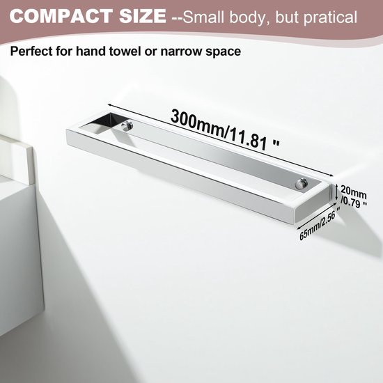 Unyqoos® Stijlvolle RVS Handdoekhouder van 30 cm voor Badkamer en Keuken