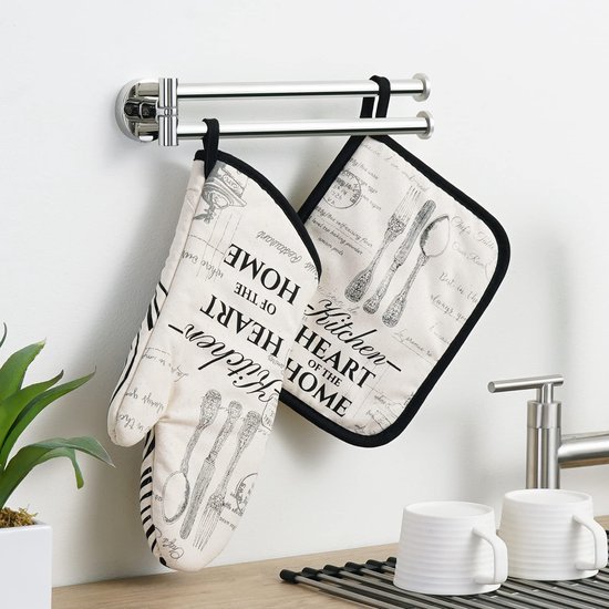 Unyqoos® Handdoekhouder voor keuken met draaibare armen van roestvrij staal, 23 cm gepolijst