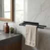 Unyqoos® Dubbele zelfklevende handdoekenhouder van roestvrij staal voor badkamer en keuken