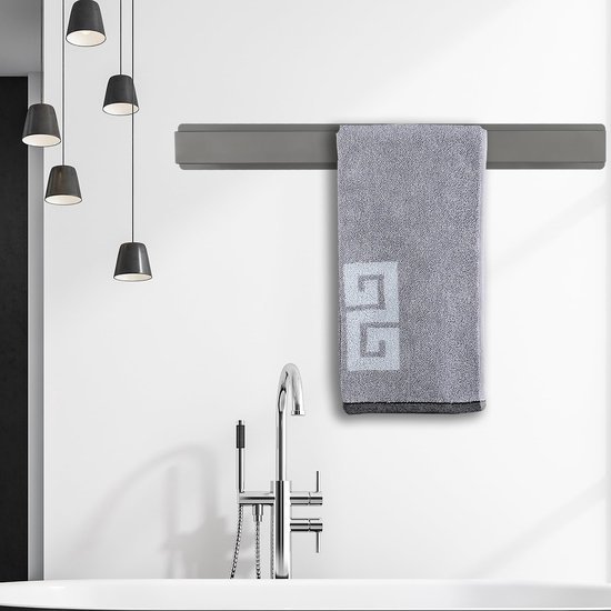 Unyqoos® Badehanddoekhouder Zelfklevend of Schroefmontage Roestvrij Staal Waterdicht en Ruimtebesparend 40 cm Grijs