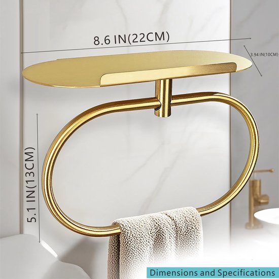 550x550-26416.jpg Unyqoos® Stijlvolle Gouden Handdoekhouder met Wandplank voor Badkamer en Keuken